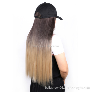 Hot sell Cheap Wholesale long black Baseball Caps straight Hair Wig Sale Low Price Black Long Wavy straight braid Baseball hat